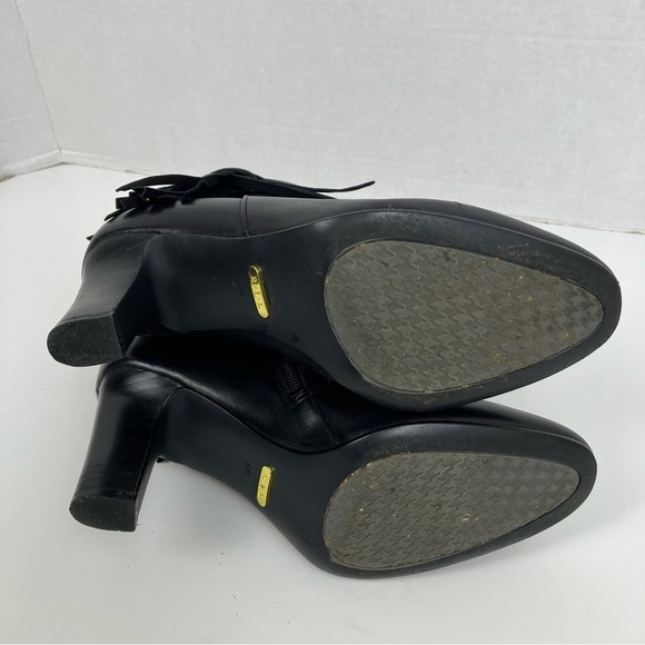 Lauren Ralph Lauren Belcia Black Leather Heeled Bootie Fringe Tassel Detail Sz 6 - Picture 12 of 16